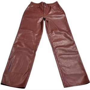 Madewell Burgundy Faux Leather Straight Leg Pants Size 27